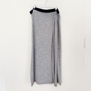 Lou & Grey Womens Gray Jersey Maxi Wrap Skirt with Elastic Band (Size XL)